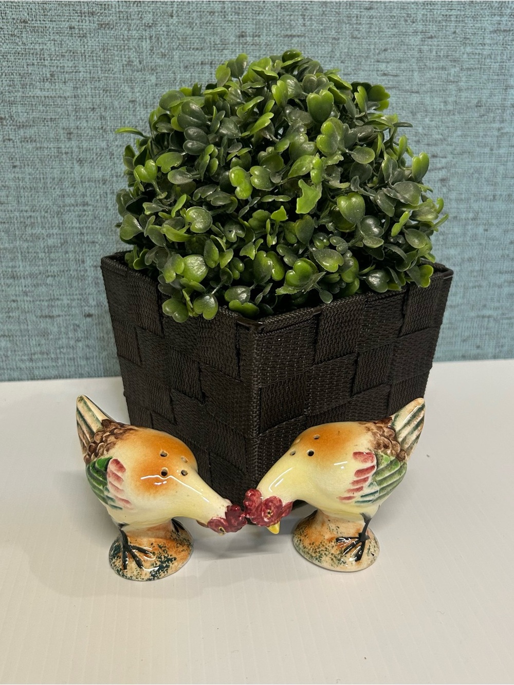 Vintage Ceramic Chicken Salt and Pepper Shakers Set | Mid-Century Hand-Painted